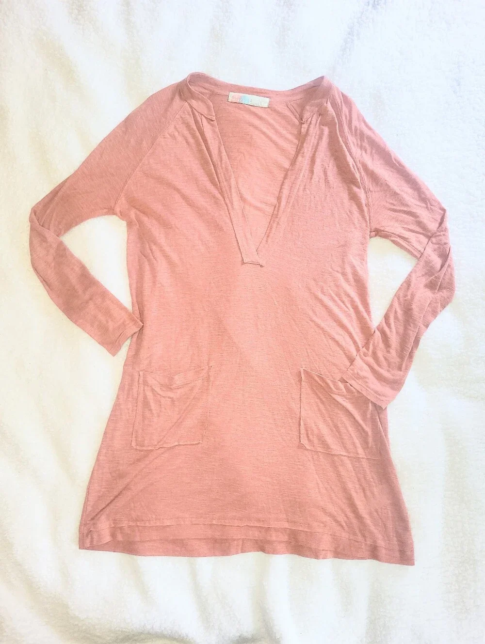NWOT Free People Bow Chicka Wow Wow Rust Color Tunic Longsleeve Dress Large
